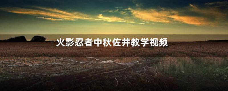 火影忍者中秋佐井教学视频