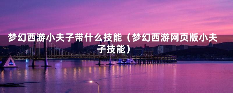 梦幻西游小夫子带什么技能（梦幻西游网页版小夫子技能）