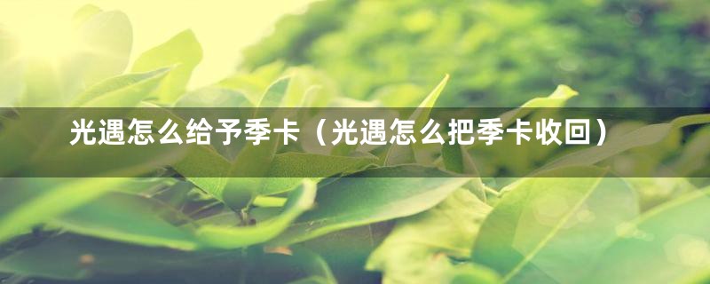光遇怎么给予季卡（光遇怎么把季卡收回）