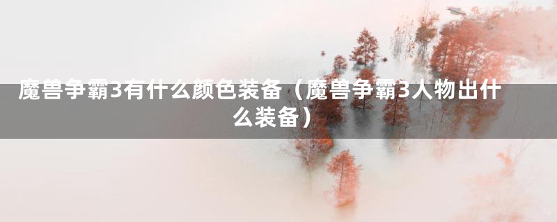 魔兽争霸3有什么颜色装备（魔兽争霸3人物出什么装备）