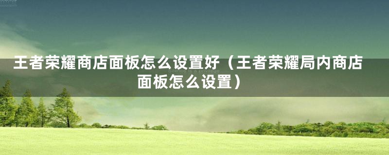 王者荣耀商店面板怎么设置好（王者荣耀局内商店面板怎么设置）