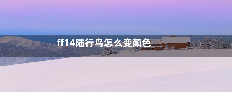 ff14陆行鸟怎么变颜色