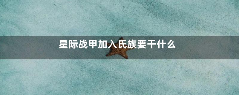 星际战甲加入氏族要干什么