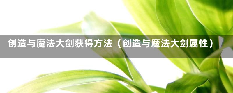 创造与魔法大剑获得方法（创造与魔法大剑属性）