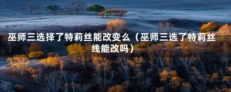 巫师三选择了特莉丝能改变么(巫师三选了特莉丝线能改吗)