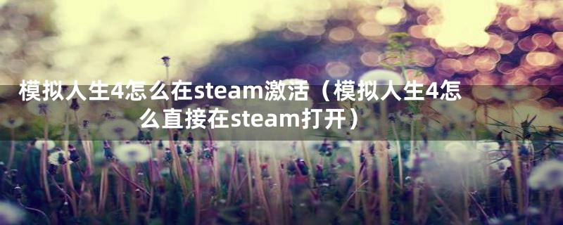模拟人生4怎么在steam激活（模拟人生4怎么直接在steam打开）