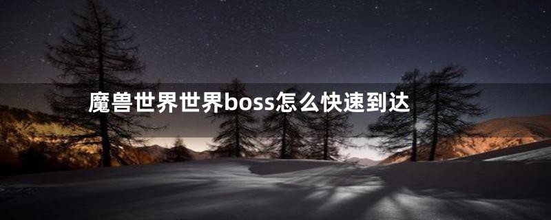 魔兽世界世界boss怎么快速到达