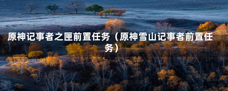 原神记事者之匣前置任务（原神雪山记事者前置任务）