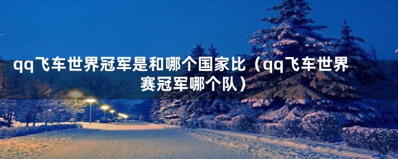 qq飞车世界冠军是和哪个国家比(qq飞车世界赛冠军哪个队)