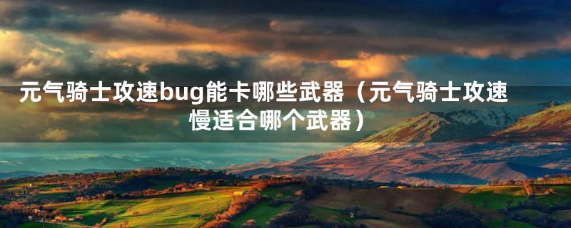 元气骑士攻速bug能卡哪些武器（元气骑士攻速慢适合哪个武器）
