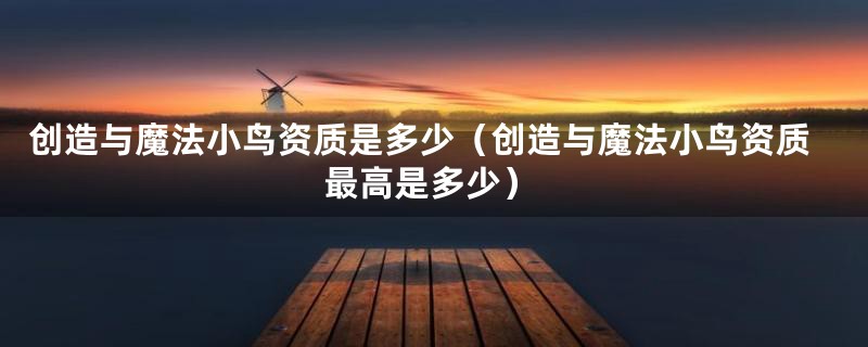 创造与魔法小鸟资质是多少(创造与魔法小鸟资质最高是多少)