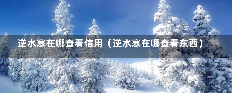 逆水寒在哪查看信用(逆水寒在哪查看东西)