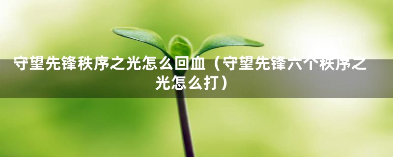 守望先锋秩序之光怎么回血(守望先锋六个秩序之光怎么打)