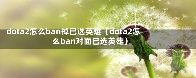 dota2怎么ban掉已选英雄(dota2怎么ban对面已选英雄)
