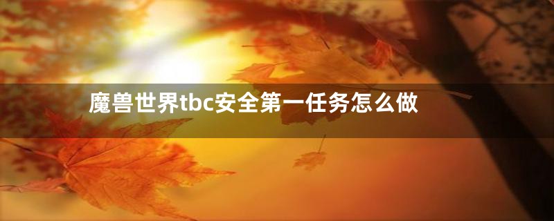 魔兽世界tbc安全第一任务怎么做
