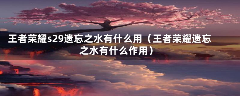 王者荣耀s29遗忘之水有什么用（王者荣耀遗忘之水有什么作用）