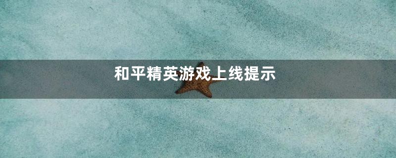 和平精英游戏上线提示