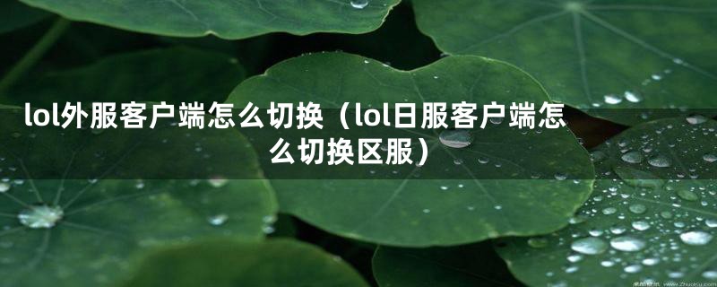 lol外服客户端怎么切换(lol日服客户端怎么切换区服)