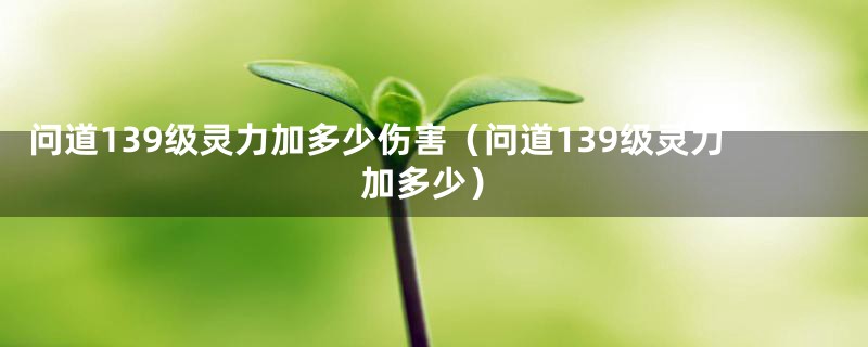问道139级灵力加多少伤害（问道139级灵力加多少）