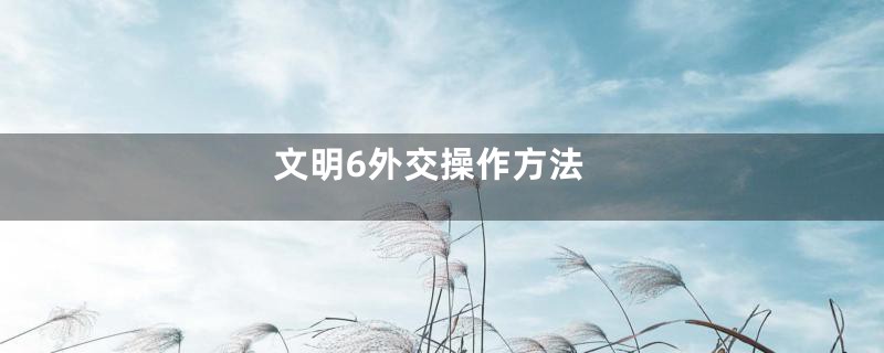 文明6外交操作方法