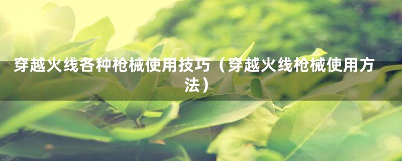 穿越火线各种枪械使用技巧（穿越火线枪械使用方法）