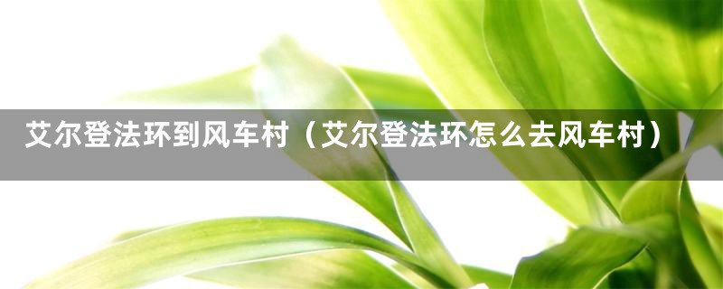 艾尔登法环到风车村(艾尔登法环怎么去风车村)