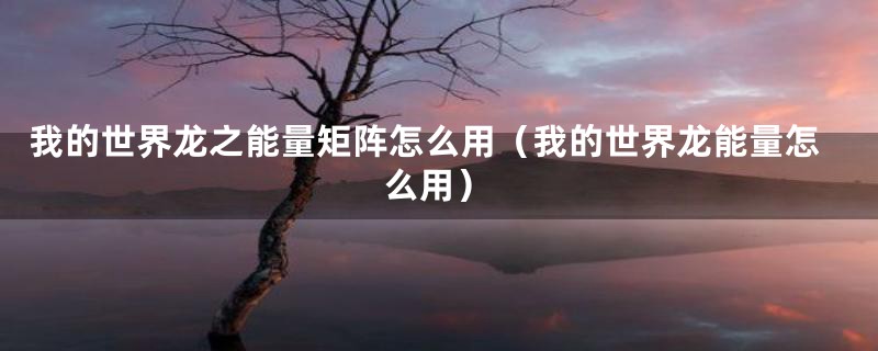 我的世界龙之能量矩阵怎么用(我的世界龙能量怎么用)