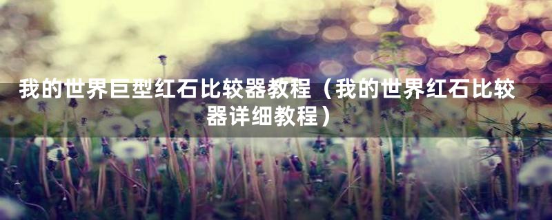我的世界巨型红石比较器教程(我的世界红石比较器详细教程)