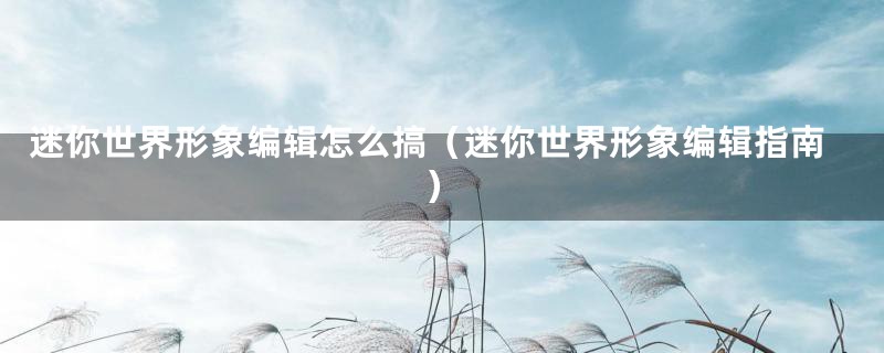 迷你世界形象编辑怎么搞（迷你世界形象编辑指南）