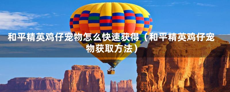 和平精英鸡仔宠物怎么快速获得（和平精英鸡仔宠物获取方法）
