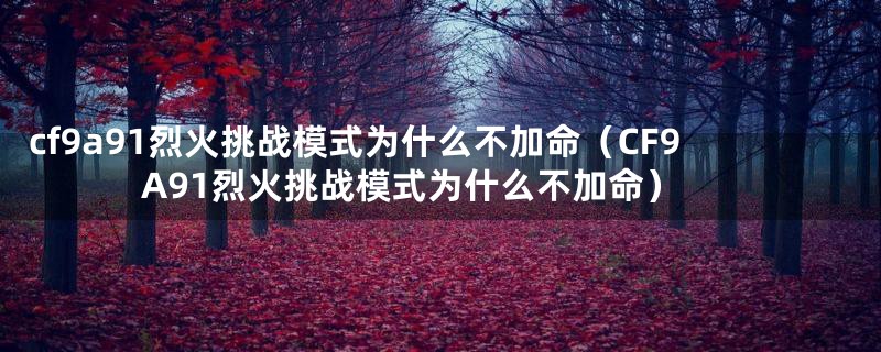 cf9a91烈火挑战模式为什么不加命（CF9A91烈火挑战模式为什么不加命）
