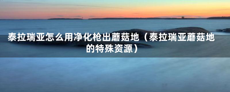 泰拉瑞亚怎么用净化枪出蘑菇地(泰拉瑞亚蘑菇地的特殊资源)