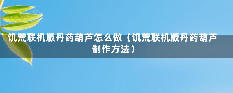 饥荒联机版丹药葫芦怎么做(饥荒联机版丹药葫芦制作方法)