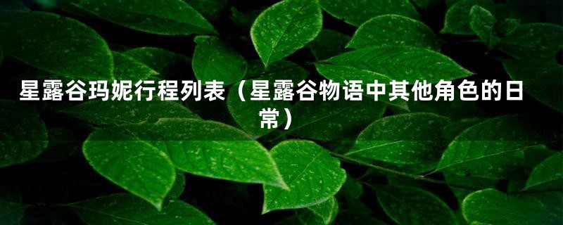 星露谷玛妮行程列表（星露谷物语中其他角色的日常）