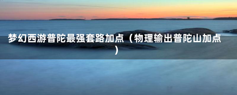 梦幻西游普陀最强套路加点(物理输出普陀山加点)