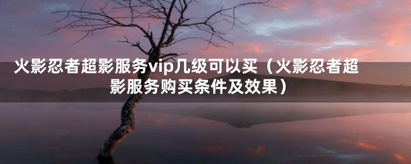 火影忍者超影服务vip几级可以买（火影忍者超影服务购买条件及效果）