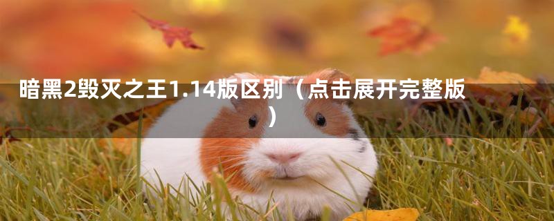 暗黑2毁灭之王1.14版区别(点击展开完整版)