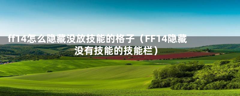 ff14怎么隐藏没放技能的格子(FF14隐藏没有技能的技能栏)