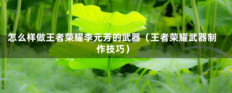 怎么样做王者荣耀李元芳的武器(王者荣耀武器制作技巧)