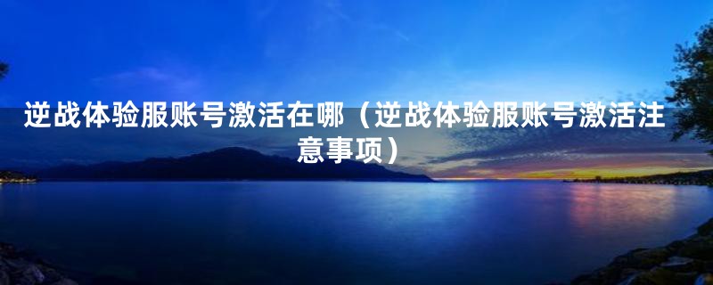 逆战体验服账号激活在哪(逆战体验服账号激活注意事项)