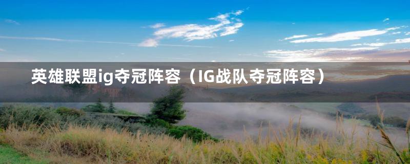 英雄联盟ig夺冠阵容(IG战队夺冠阵容)