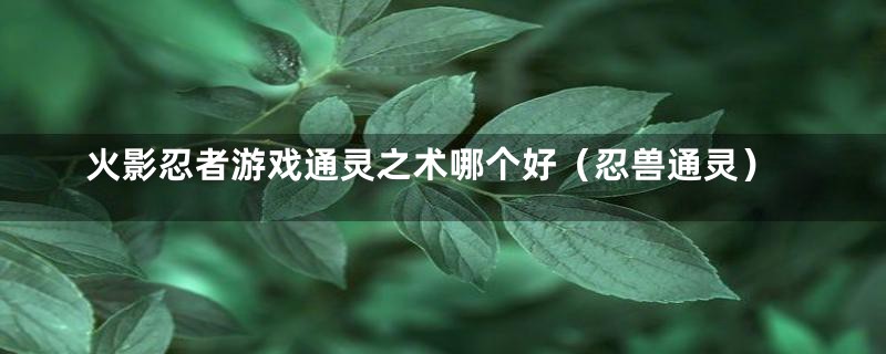 火影忍者游戏通灵之术哪个好(忍兽通灵)