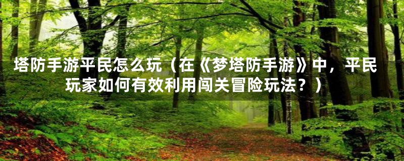 塔防手游平民怎么玩（在《梦塔防手游》中，平民玩家如何有效利用闯关冒险玩法？）