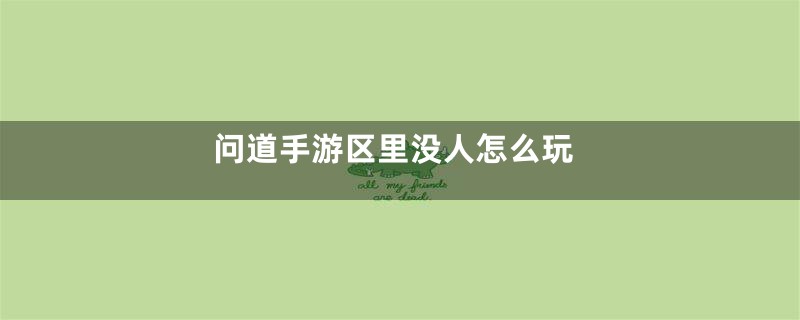 问道手游区里没人怎么玩