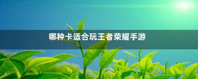 哪种卡适合玩王者荣耀手游