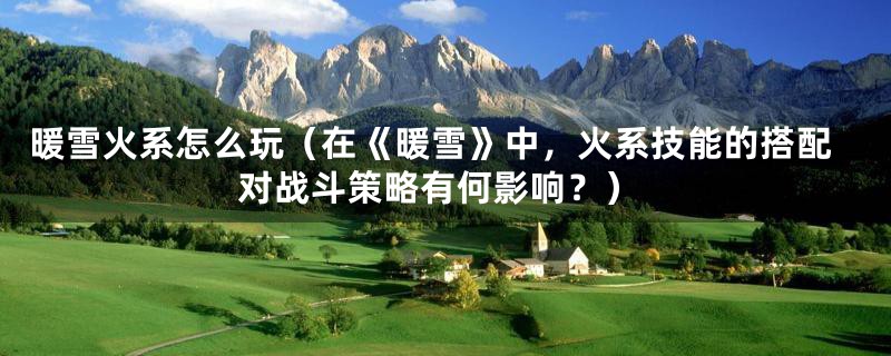 暖雪火系怎么玩(在《暖雪》中,火系技能的搭配对战斗策略有何影响?)