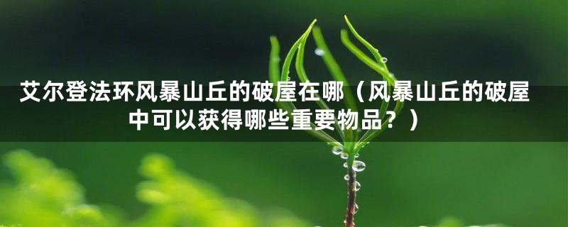 艾尔登法环风暴山丘的破屋在哪（风暴山丘的破屋中可以获得哪些重要物品？）