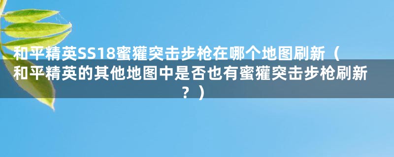 和平精英SS18蜜獾突击步枪在哪个地图刷新(和平精英的其他地图中是否也有蜜獾突击步枪刷新?)