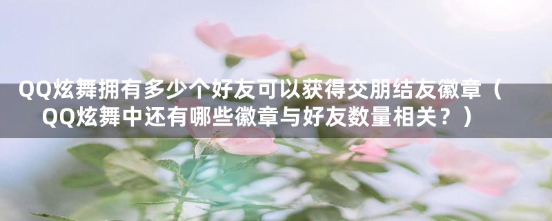 QQ炫舞拥有多少个好友可以获得交朋结友徽章（QQ炫舞中还有哪些徽章与好友数量相关？）