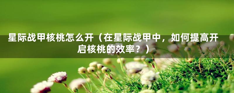 星际战甲核桃怎么开（在星际战甲中，如何提高开启核桃的效率？）